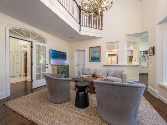 Chandelier, Interior, Living room, Recessed Lighting, Wood Texture Flooring