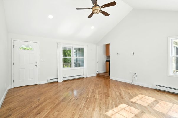 Empty room, Interior, Recessed Lighting, Wood Texture Flooring