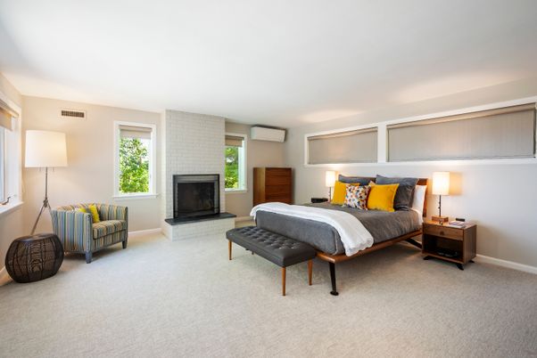 Bedroom, Fireplace, Interior