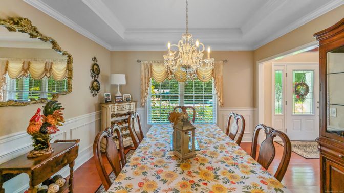 Chandelier, Dining room, Interior, Wood Texture Flooring