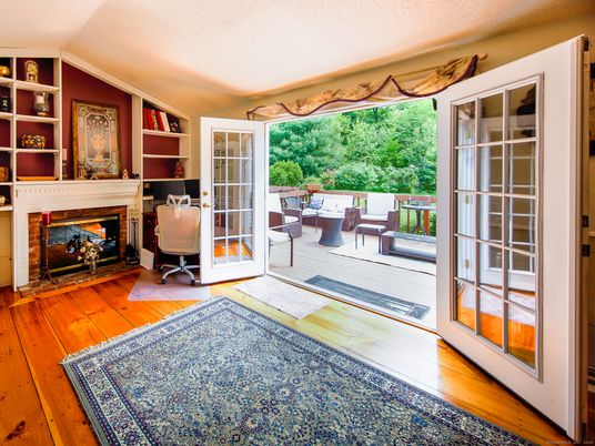 Fireplace, Home Office, Interior, Wood Texture Flooring
