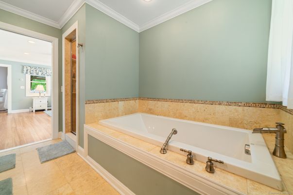 Bathroom, Interior, Recessed Lighting, Wood Texture Flooring