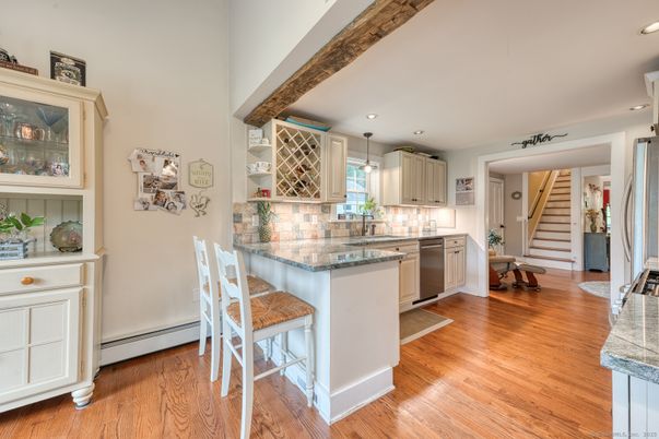Interior, Kitchen, Recessed Lighting, Wood Texture Flooring