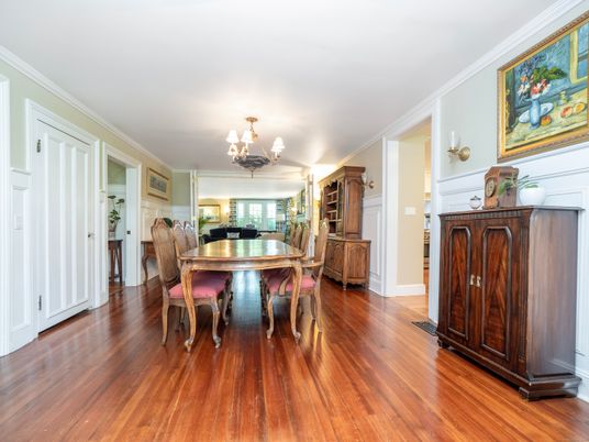 Chandelier, Dining room, Interior, Wood Texture Flooring