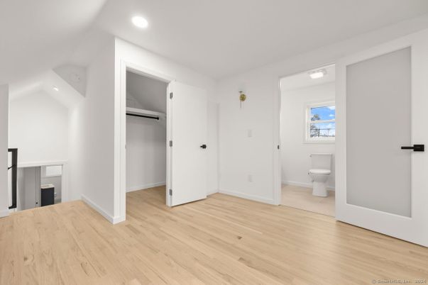 Bathroom, Empty room, Interior, Recessed Lighting, Wood Texture Flooring