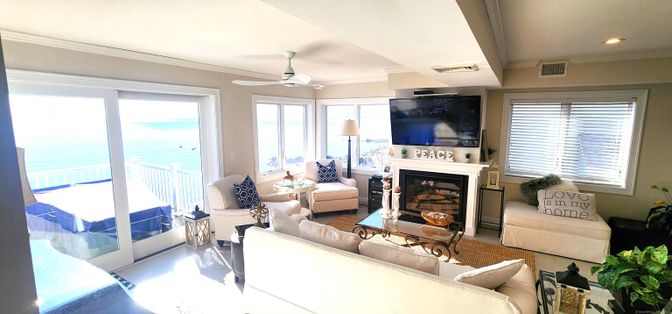 Fireplace, Interior, Living room, Recessed Lighting, Water