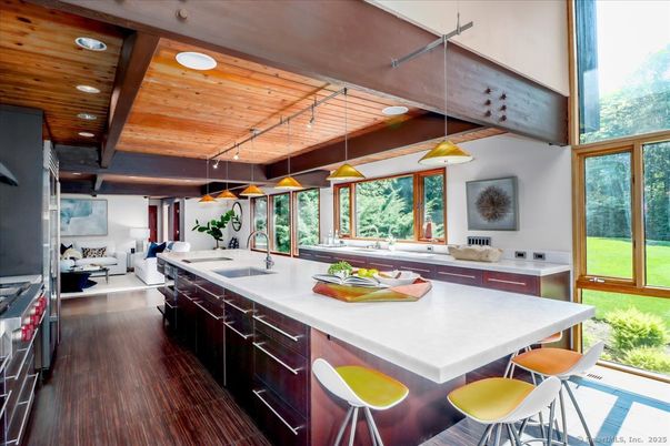 Interior, Kitchen, Pendant Lights, Recessed Lighting, Wooden Beams, Wooden Ceilings, Wood Texture Flooring
