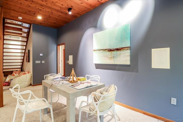 Dining room, Interior, Recessed Lighting, Wooden Ceilings