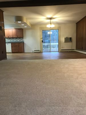 Empty room, Interior, Kitchen, Recessed Lighting, Wood Texture Flooring