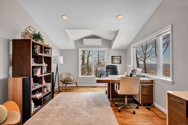 Home Office, Interior, Recessed Lighting, Wood Texture Flooring