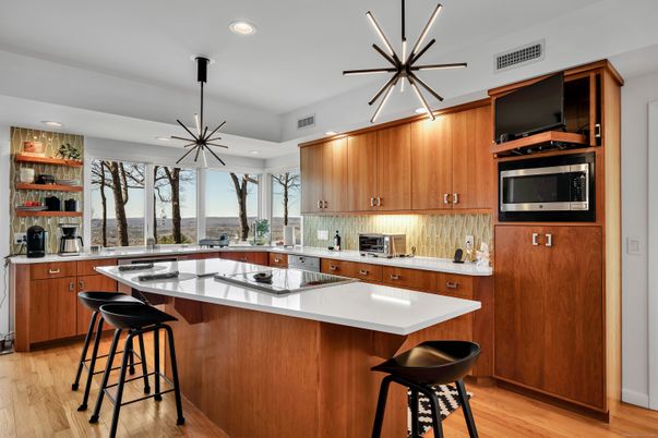 Interior, Kitchen, Pendant Lights, Recessed Lighting, Wood Texture Flooring