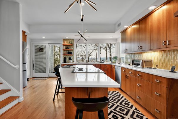 Interior, Kitchen, Pendant Lights, Recessed Lighting, Wood Texture Flooring