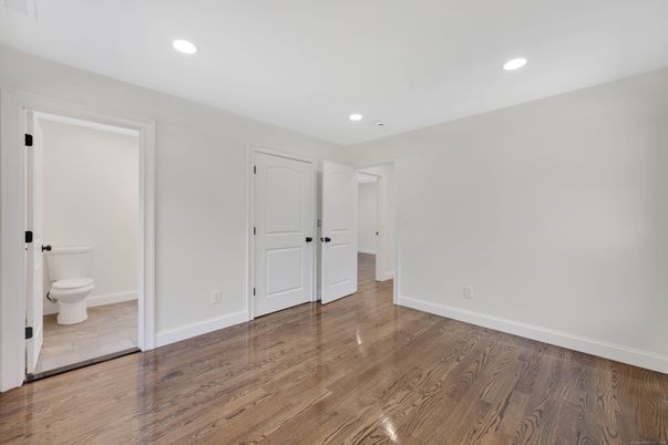 Bathroom, Empty room, Interior, Recessed Lighting, Wood Texture Flooring