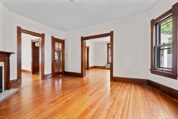 Empty room, Fireplace, Interior, Wood Texture Flooring