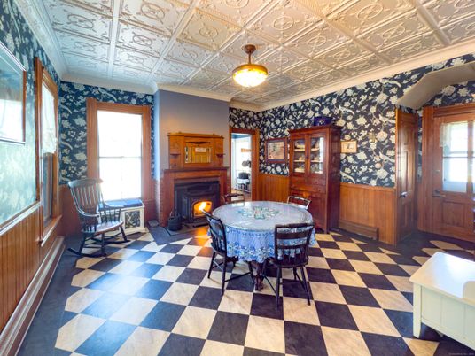 Dining room, Fireplace, Interior, Wooden Walls