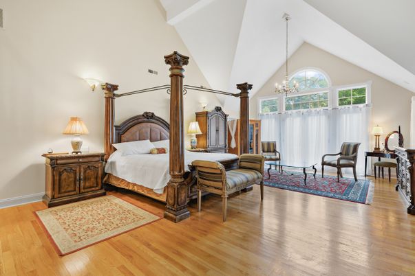 Bedroom, Chandelier, Interior, Wood Texture Flooring