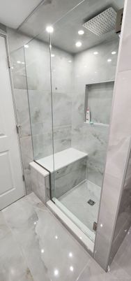 Bathroom, Glass Shower, Interior, Recessed Lighting