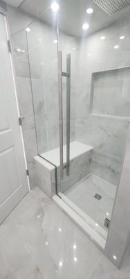 Bathroom, Glass Shower, Interior, Recessed Lighting