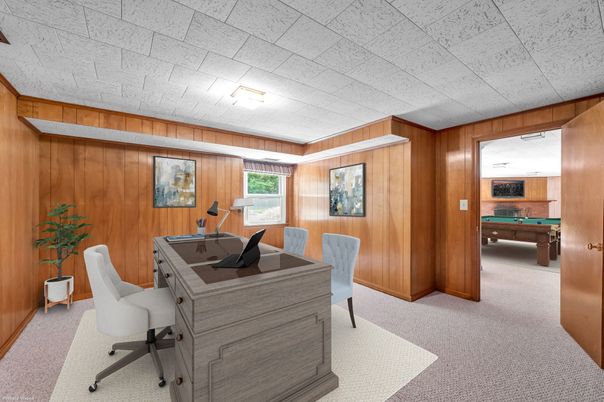 Billiard Table, Game Room, Home Office, Interior, Wooden Walls