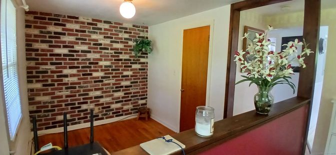 Interior, Stone Walls, Wood Texture Flooring