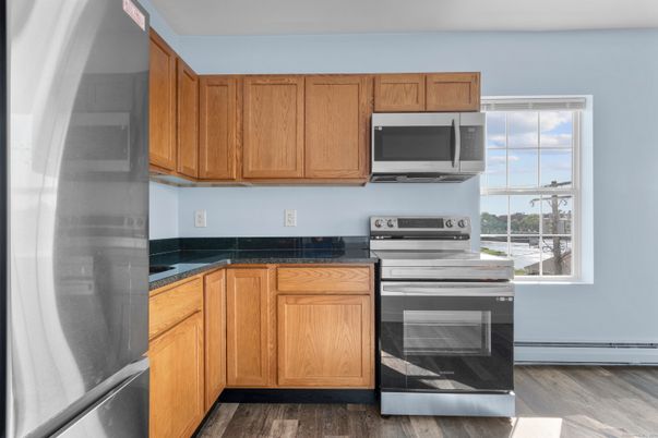 Interior, Kitchen, Stainless Steel Appliances, Wood Texture Flooring