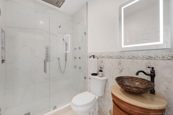 Bathroom, Glass Shower, Interior, Marble Walls