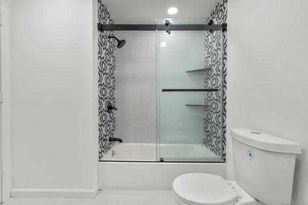 Bathroom, Glass Shower, Interior, Recessed Lighting