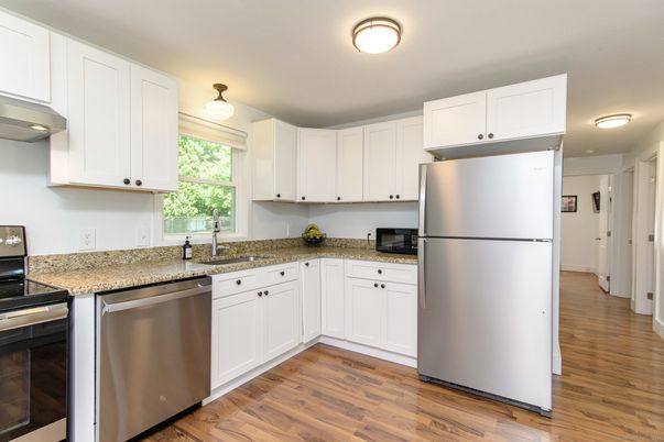 Interior, Kitchen, Stainless Steel Appliances, Wood Texture Flooring