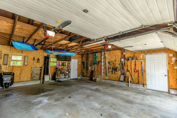 Garage, Interior, Stone Walls, Wooden Beams, Wooden Ceilings