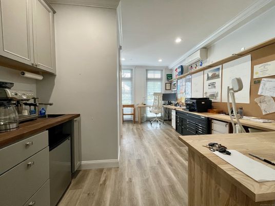 Interior, Kitchen, Recessed Lighting, Wood Texture Flooring