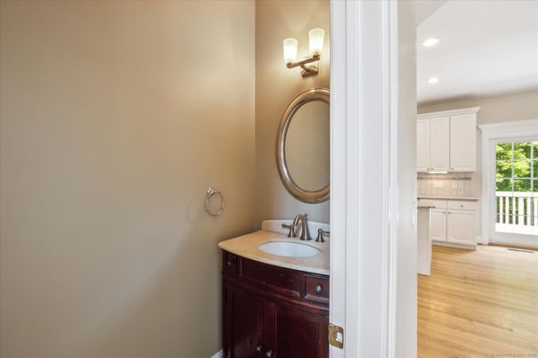 Bathroom, Interior, Recessed Lighting, Wood Texture Flooring