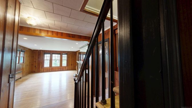 Interior, Recessed Lighting, Wood Texture Flooring, Wooden Walls