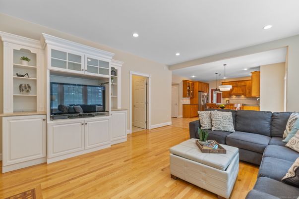 Interior, Kitchen, Living room, Pendant Lights, Recessed Lighting, Stainless Steel Appliances, Wood Texture Flooring