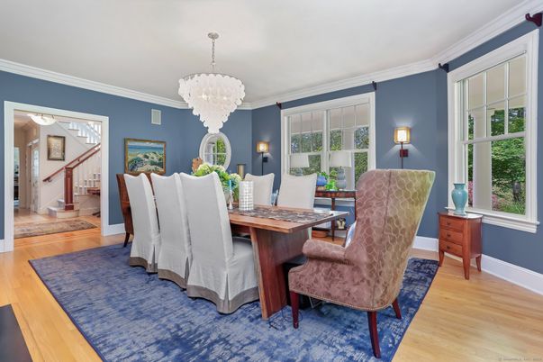 Chandelier, Dining room, Interior, Wood Texture Flooring
