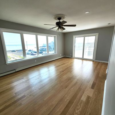 Empty room, Interior, Recessed Lighting, Water, Wood Texture Flooring