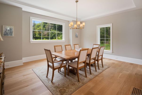 Chandelier, Dining room, Interior, Wood Texture Flooring