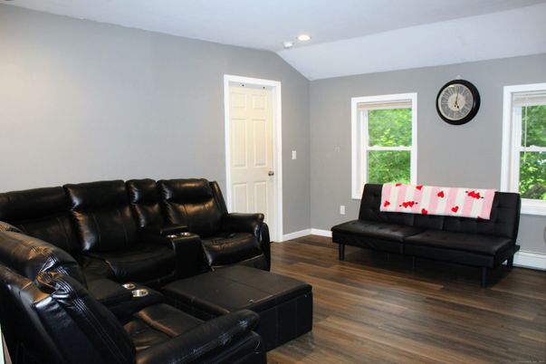Home Theatre Room, Interior, Recessed Lighting, Wood Texture Flooring