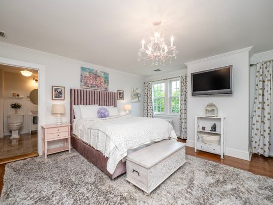 Bedroom, Chandelier, Interior, Wood Texture Flooring