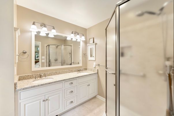 Bathroom, Dual Sink Vanities, Glass Shower, Interior