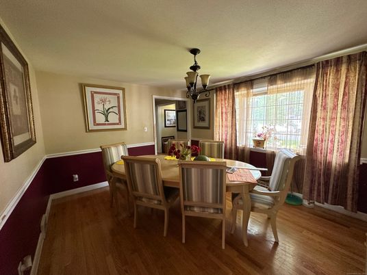 Chandelier, Dining room, Interior, Wood Texture Flooring