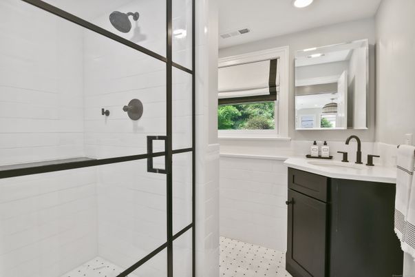Bathroom, Glass Shower, Interior, Recessed Lighting