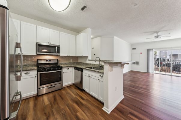 Interior, Kitchen, Stainless Steel Appliances, Wood Texture Flooring