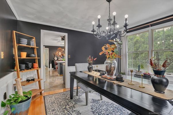 Chandelier, Dining room, Interior, Wood Texture Flooring