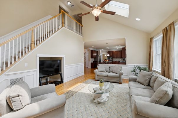 Interior, Kitchen, Living room, Pendant Lights, Recessed Lighting, Wood Texture Flooring