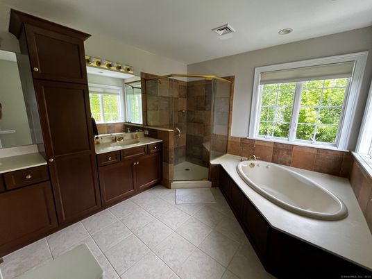 Bathroom, Dual Sink Vanities, Glass Shower, Interior, Recessed Lighting