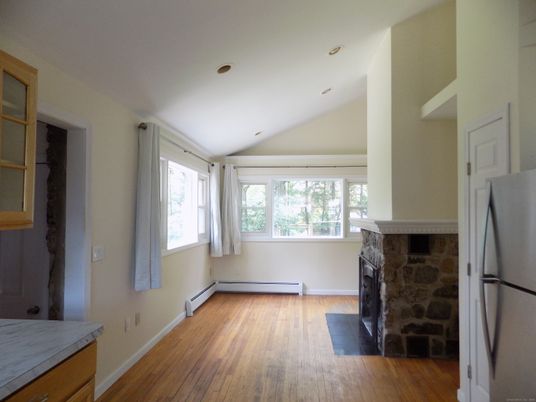 Fireplace, Interior, Recessed Lighting, Wood Texture Flooring