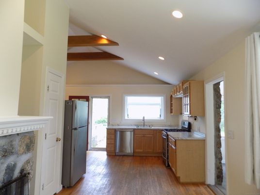 Interior, Kitchen, Recessed Lighting, Wood Texture Flooring