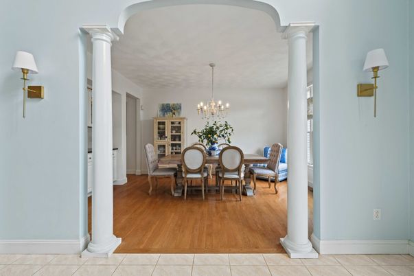 Chandelier, Dining room, Interior, Pendant Lights, Wood Texture Flooring