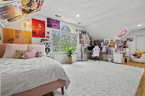 Bedroom, Home Office, Interior, Recessed Lighting, Wood Texture Flooring