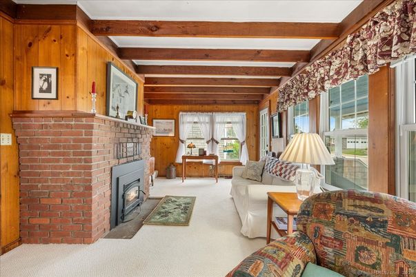 Fireplace, Interior, Living room, Wooden Beams, Wooden Walls